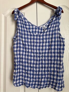 Jane and Delancy Blue and White Gingham Tie-Shoulder Camisole - Women